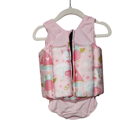 Splash About Baby Girl Sz 1-2 Years Float Suit Pink Owl Cat Swimsuit Life Jacket - Picture 5 of 5